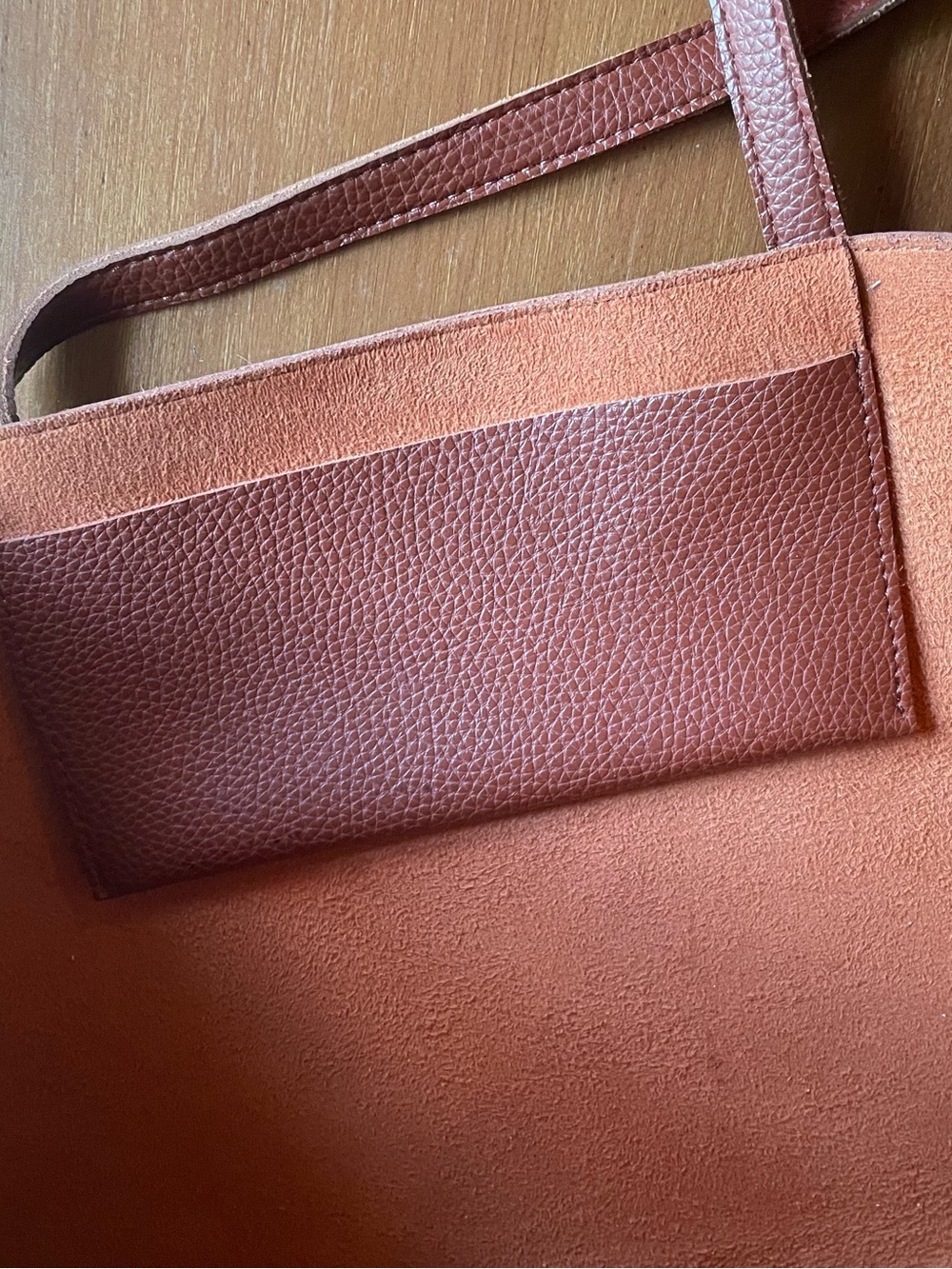 VINCE CAMUTO Luck Brown w/ Black Stripe Vegan Leather Tote Bag - Picture 5 of 10